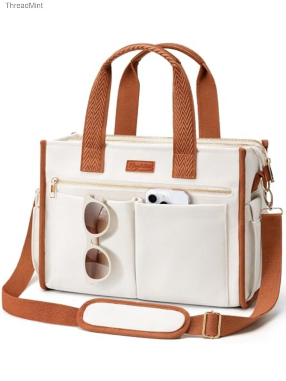 Large Canvas Tote Bag for Women 15 Pockets Work Laptop Nurse Teacher Travel